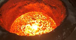 Molten iron ladle at Kirsch Foundry, Beaver Dam, Wisc. Molten iron ladle at Kirsch Foundry, Beaver Dam, Wisc.