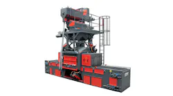 Even in case of complex die-castings the continuous flow RDGE 1000-4 wire mesh belt blast machine, equipped with four (4) high-performance Gamma 300G turbines, produces excellent blast results in shorter cycle times and with a lower energy consumption.