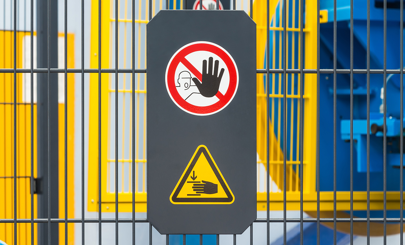 Safety sign on machine.