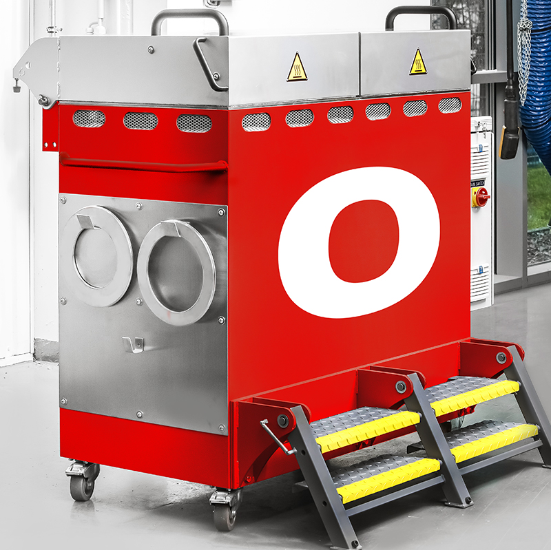 StrikoWestofen mobile pre-heating station for aluminum dosing furnace ceramic components.