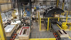 To increase Eck Industries’ casting throughput while reducing manual labor, Palmer Manufacturing custom-designed a new C–frame rollover molding machine. To increase Eck Industries’ casting throughput while reducing manual labor, Palmer Manufacturing custom-designed a new C–frame rollover molding machine.