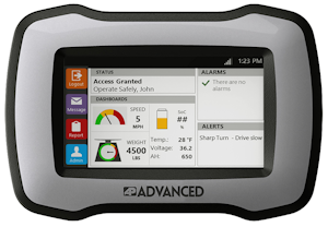 Advanced is a telematics system to help fleet owners manage access to equipment via RFID or PIN. Only trained operators can log in to the equipment.
