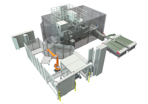 The shot-blasting machine was designed for three-shift operation allowing cycle times of less than eight seconds per workpiece.
