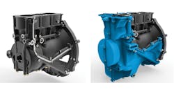 Using high-strength CGI with composite outer casings, Tupy redesigned the cylinder block of a three-cylinder aluminum internal combustion engine – for a design of comparable weight but improved mechanical properties, improved NVH, parent bore running surfaces, and reduced cost. Using high-strength CGI with composite outer casings, Tupy redesigned the cylinder block of a three-cylinder aluminum internal combustion engine – for a design of comparable weight but improved mechanical properties, improved NVH, parent bore running surfaces, and reduced cost.
