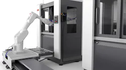 An IRB 2600 robot, a controller, and a turntable combined with pressure and level sensors and other equipment make up the OmniVance machining cell, with all components pre-tested to guarantee compatibility.