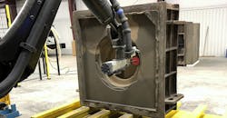 The KUKA robot can create most sand mold geometries that typically would involve multiple cores or structural parts, according to QESC. The KUKA robot can create most sand mold geometries that typically would involve multiple cores or structural parts, according to QESC.