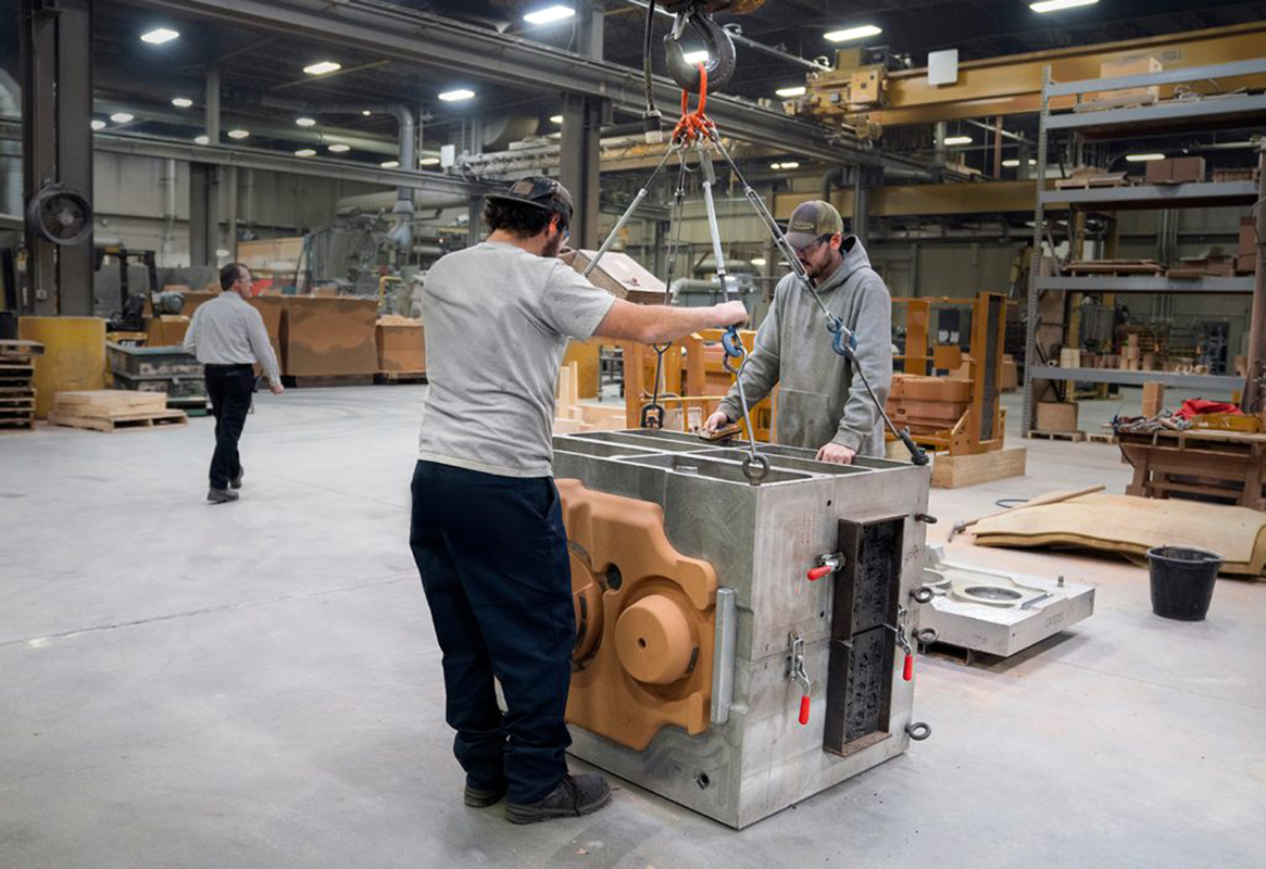 Permanent mold assembly at Wisconsin Aluminum Foundry.