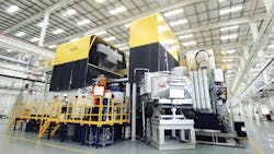 The first SmartPlatform TF high-pressure diecasting installation, supplied with molten aluminum by a Westomat dosing furnace. The first SmartPlatform TF high-pressure diecasting installation, supplied with molten aluminum by a Westomat dosing furnace.