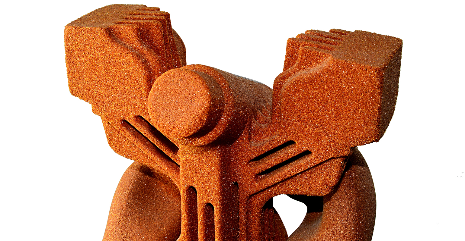 Upper front side of complicated sand casting core of compressor.