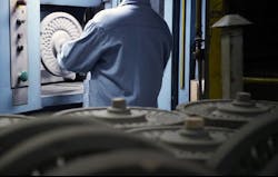 Core-setting at MTI, Auburn, Indiana. Core-setting at MTI, Auburn, Indiana.