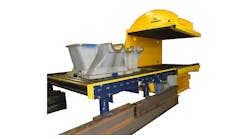 The Upender Inverter is open on three sides, so it can handle large or oversized items with some overhang. Standard models are offered up to 10,000 lbs. capacity, but modified versions are available up to 50,000 lbs. capacity. The Upender Inverter is open on three sides, so it can handle large or oversized items with some overhang. Standard models are offered up to 10,000 lbs. capacity, but modified versions are available up to 50,000 lbs. capacity.