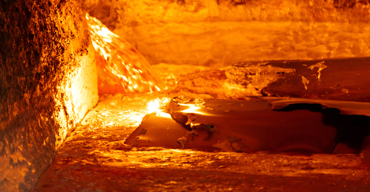 Aluminum melting in a reverberatory furnace.