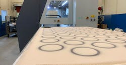 The ExOne S-Max unit prints furan or CHP bonded sands, with a large build platform (1,800×1,000×700 mm; 70.9×39.4×27.6 in.) for high volume, series production at Grede’s Iron Mountain, MI, foundry – but is also effective for prototyping. It has a build volume 1,260 liters (44 ft³), and a maximum build rate of 125 l/hr. The ExOne S-Max unit prints furan or CHP bonded sands, with a large build platform (1,800×1,000×700 mm; 70.9×39.4×27.6 in.) for high volume, series production at Grede’s Iron Mountain, MI, foundry – but is also effective for prototyping. It has a build volume 1,260 liters (44 ft³), and a maximum build rate of 125 l/hr.