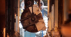 Pouring molten aluminum at Stellantis Kokomo Casting, Kokomo, IN. Pouring molten aluminum at Stellantis Kokomo Casting, Kokomo, IN.