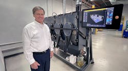 TriTech owner Robert Swenson, shown with the Production System P-1, is a titanium manufacturing expert. TriTech owner Robert Swenson, shown with the Production System P-1, is a titanium manufacturing expert.