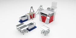 An illustration of the process layout for a work cell designed for voxeljet’s cold IOB technology. An illustration of the process layout for a work cell designed for voxeljet’s cold IOB technology.