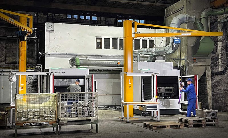 Reichmann introduced the Maus 600 and 900 CNC grinding centers to offer foundries an easy transition from manual to automatic casting cleaning, and to optimize processes for greater profitability. The five- machines are especially suited for small- to medium-lot sizes.