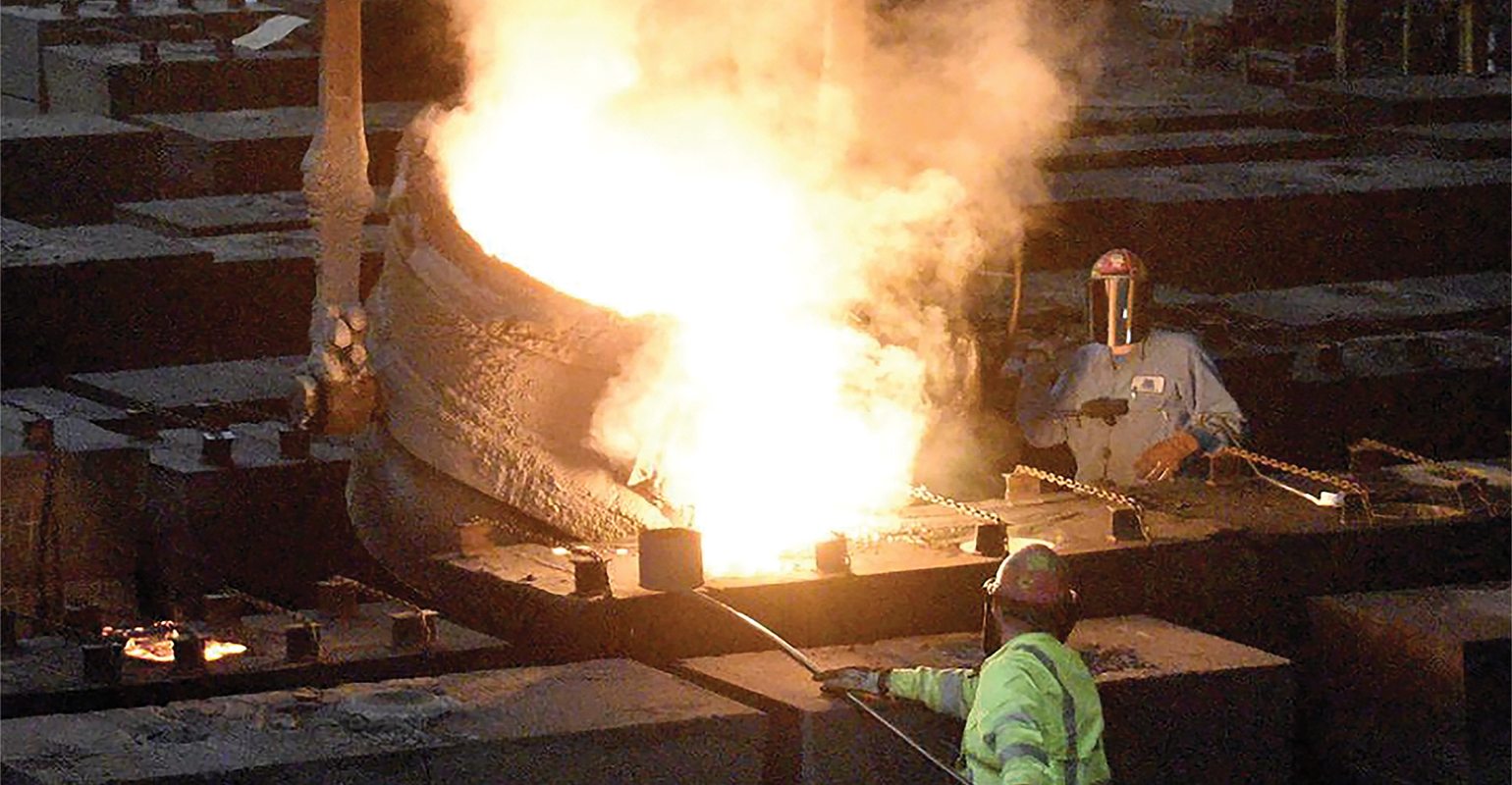 Pouring a mold at Magotteaux Inc., Pulaski, TN.