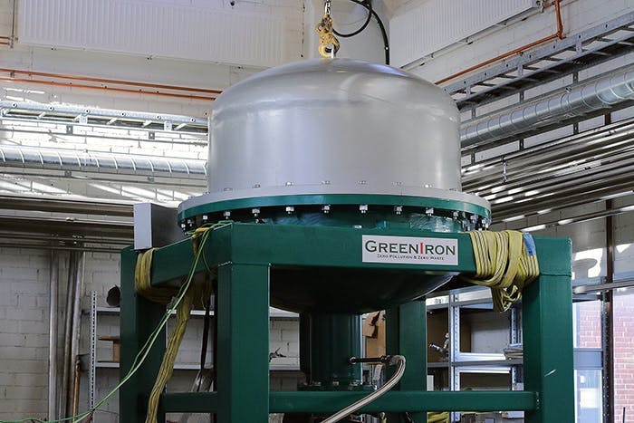 The bell furnace for reducing ferrous oxide materials to high-grade iron. GreenIron has licensed a furnace builder to produce and supply such atmosphere furnaces for industrial use.