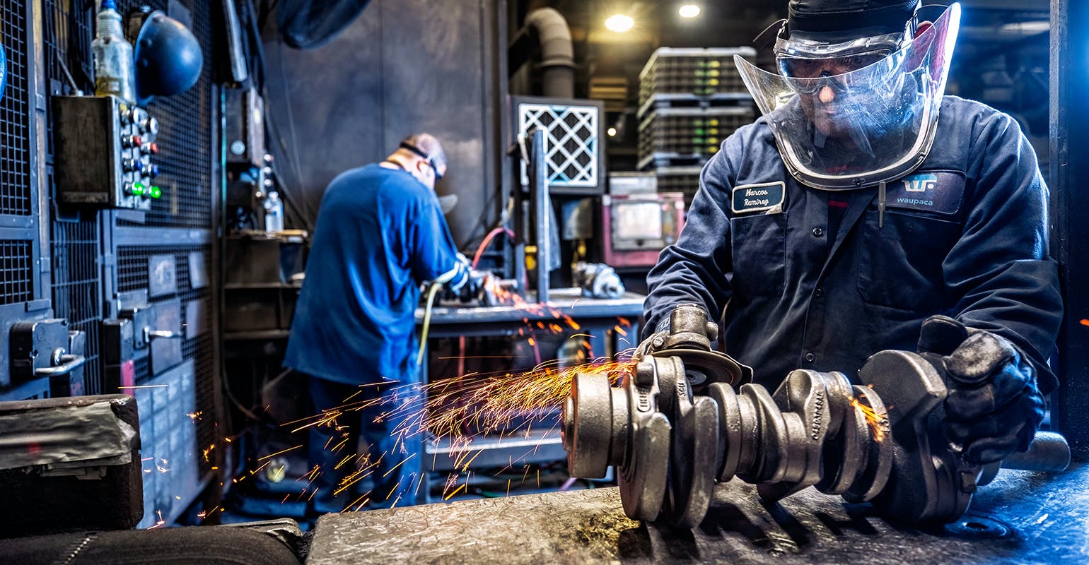 Automotive crankshaft grinding at Waupaca Foundry Plant 5, Tell City, IN.