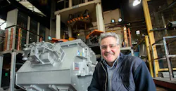 Alucast Ltd. managing director Martin Haynes, Managing Director of Alucast, in front of the 800-mt high-pressure machine recently installed in the U.K. foundry. Alucast Ltd. managing director Martin Haynes, Managing Director of Alucast, in front of the 800-mt high-pressure machine recently installed in the U.K. foundry.