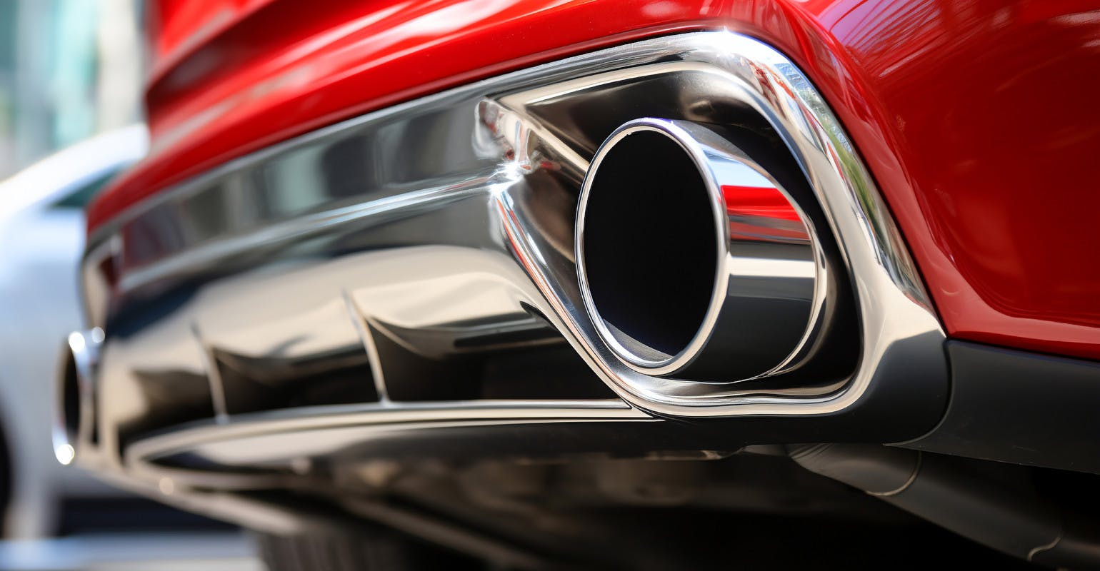 Exhaust pipes emitting subtle fumes.