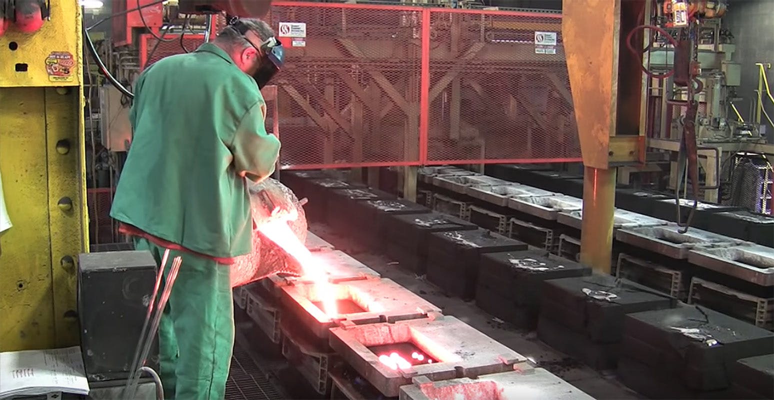 Pouring iron castings at Northern Iron & Machine, St. Paul, MN.