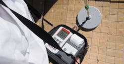 The BrickCheck system includes a control unit, measuring probe, and connecting cable, and is powered by three AA batteries for up to 150 hours. The BrickCheck system includes a control unit, measuring probe, and connecting cable, and is powered by three AA batteries for up to 150 hours.