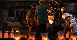 Filling investment casting molds at Franklin Precision Castings, Franklin, Penn. Filling investment casting molds at Franklin Precision Castings, Franklin, Penn.