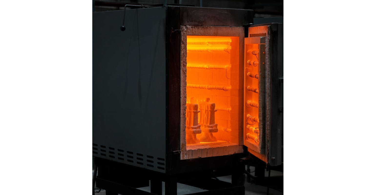 Castings in a thermal processing chamber.