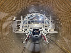 A safety cage made with 6061-T6 aircraft aluminum is strong enough to protect workers from debris up to 140 kilograms (250 pounds) falling from a height of up to 2.4 meters (8 feet), while still being light enough for two people to maneuver. A safety cage made with 6061-T6 aircraft aluminum is strong enough to protect workers from debris up to 140 kilograms (250 pounds) falling from a height of up to 2.4 meters (8 feet), while still being light enough for two people to maneuver.