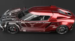 Conceptual automotive design showing placement of structural parts with lighter, organic design.
