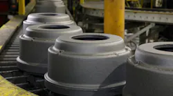 Cast steel brake drums at Accuride’s Gunite foundry, Rockford, IL.