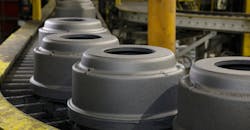 Cast steel brake drums at Accuride’s Gunite foundry, Rockford, IL. Cast steel brake drums at Accuride’s Gunite foundry, Rockford, IL.