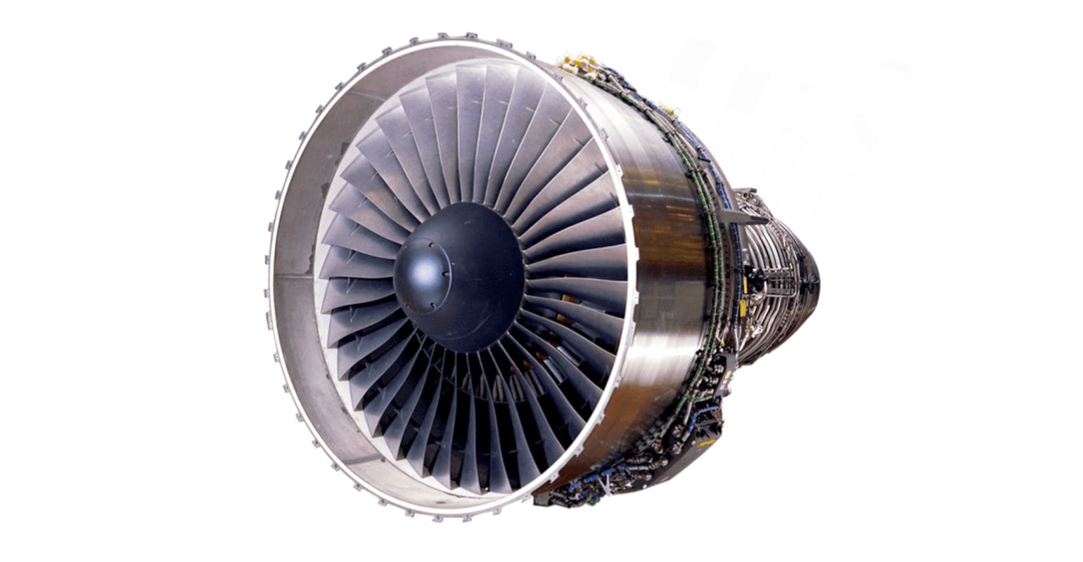 Pratt & Whitney PW4000 high-bypass turbofan engine.