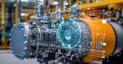 A closeup of a machine’s exterior with embedded smart sensors. A closeup of a machine’s exterior with embedded smart sensors.