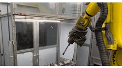 Weiler Abrasives automated grinding cell. Weiler Abrasives automated grinding cell.