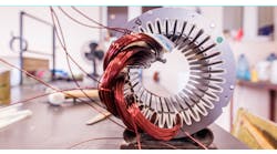Copper wire in an electric motor assembly. Copper wire in an electric motor assembly.