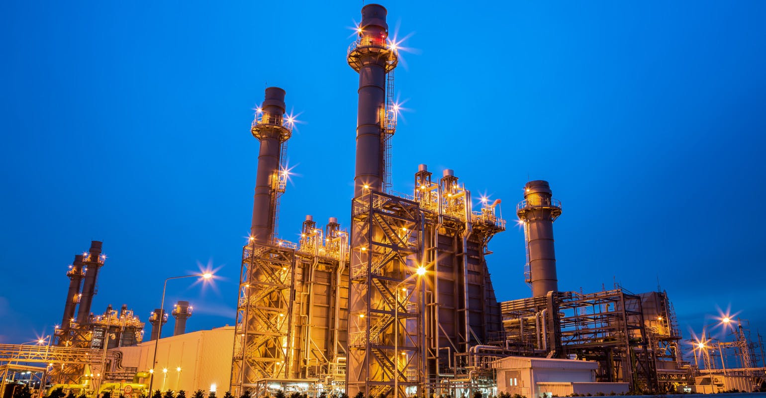 Gas turbine-powered electric utility plant.