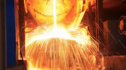 Steelmaking sparks fly.