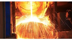 Steelmaking sparks fly. Steelmaking sparks fly.