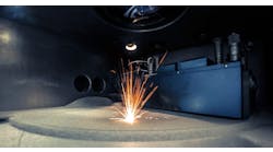 Metal additive manufacturing, laser printing in powdered metal bed. Metal additive manufacturing, laser printing in powdered metal bed.