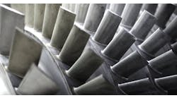 Detail of a jet engine’s turbine blades. Detail of a jet engine’s turbine blades.