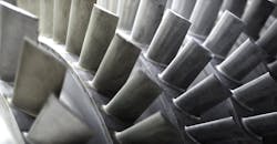 Detail of a jet engine’s turbine blades. Detail of a jet engine’s turbine blades.