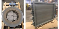 Kelair Dampers refractory damper (left) and automated damper (right.) Kelair Dampers refractory damper (left) and automated damper (right.)