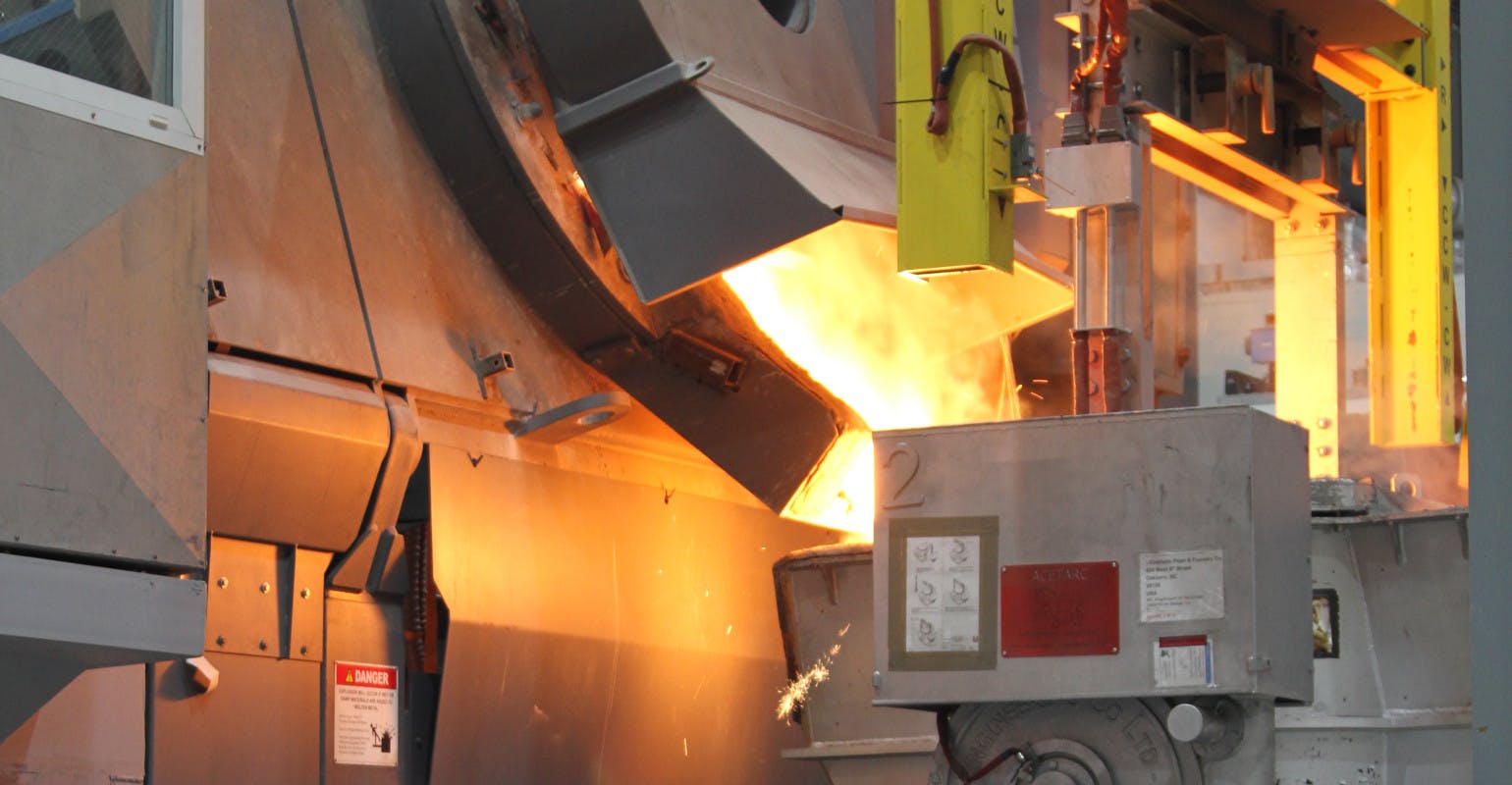 Induction furnace tapping.