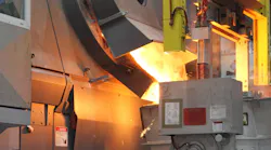 Induction furnace tapping.