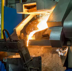 Th. Schultz tapping Otto Junker coreless furnace Th. Schultz tapping Otto Junker coreless furnace