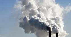 Industrial plant smokestacks