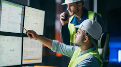 Production process control, with SCADA system showing AI and machine learning